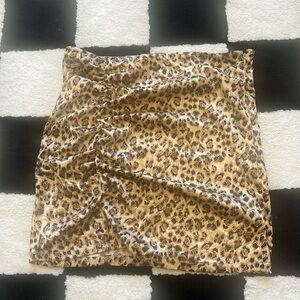 Free people satin leopard ruched mini skirt